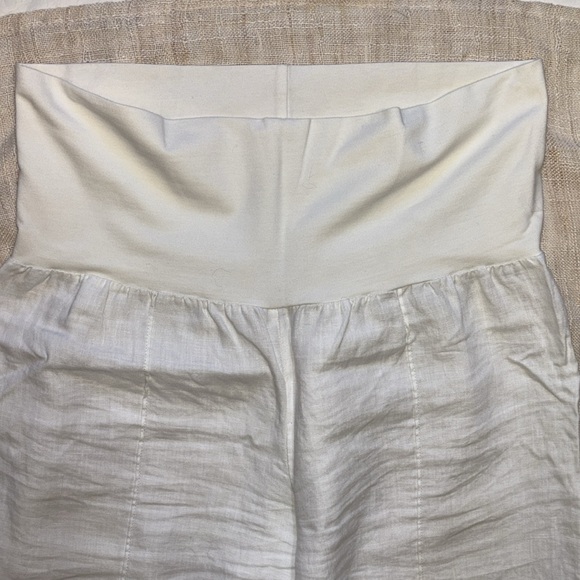 HIHO Tortola BVI Roll Down Waist, Wide Leg Pants, Tropic White Linen, Me… - Picture 5 of 13